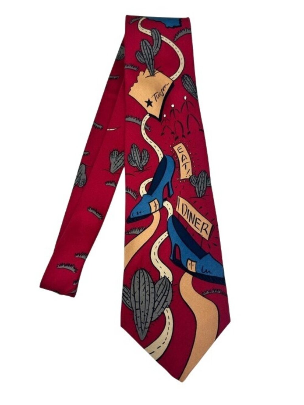 The Beatles Get Back Red Novelty Silk Tie Vintage 1991 Apple Corps Cactus Music